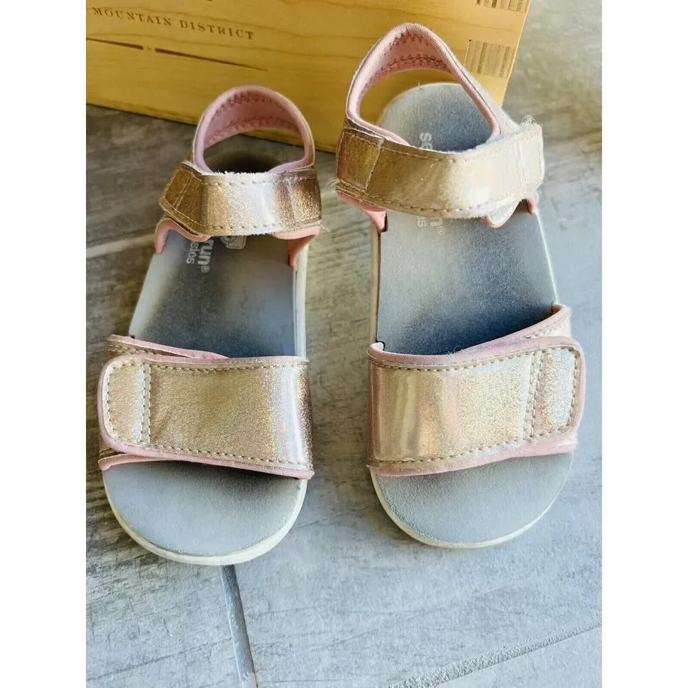 See Kai Run Toddler Girls Logan Sandal Pink Glitter Hook & Loop Adjustable 9